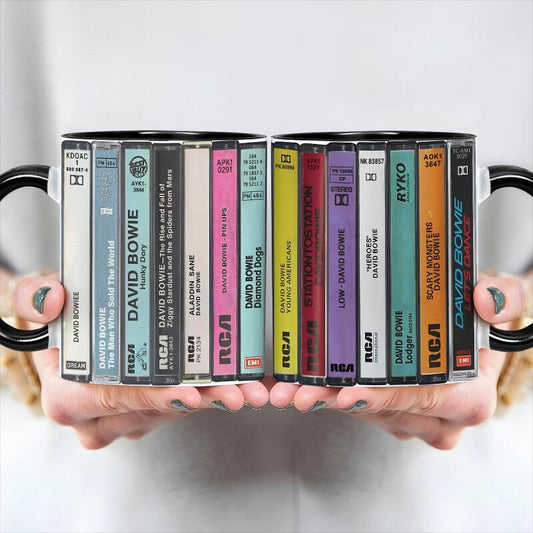 David Albums Cassette Collection Mug - Retro Music Gift