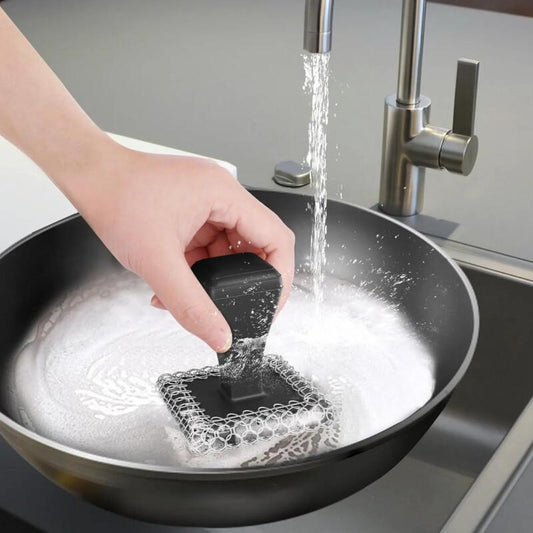 316L Chainmail Cast Iron Scrubber With Handle