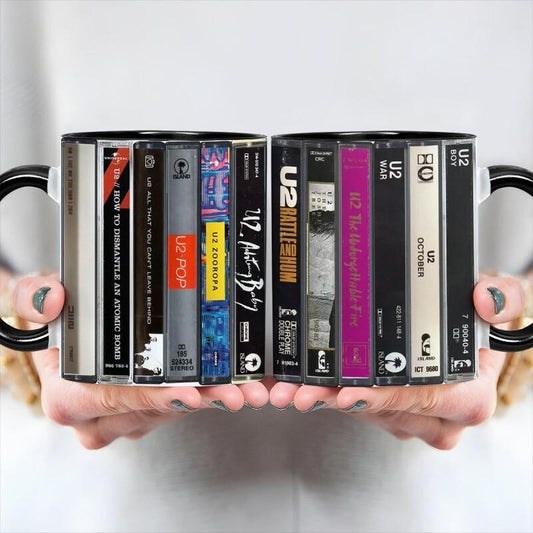 U2 Albums Cassette Collection Mug - Retro Music Gift