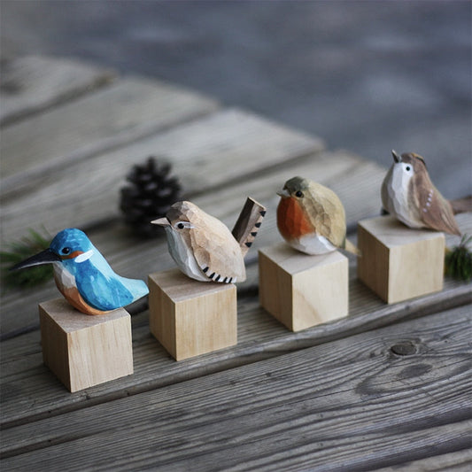 Artisanal Wooden Bird Sculptures