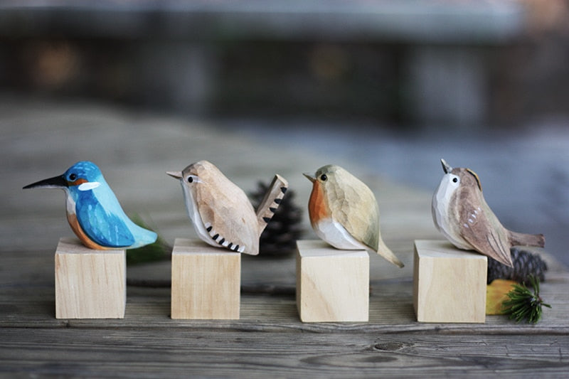 Artisanal Wooden Bird Sculptures