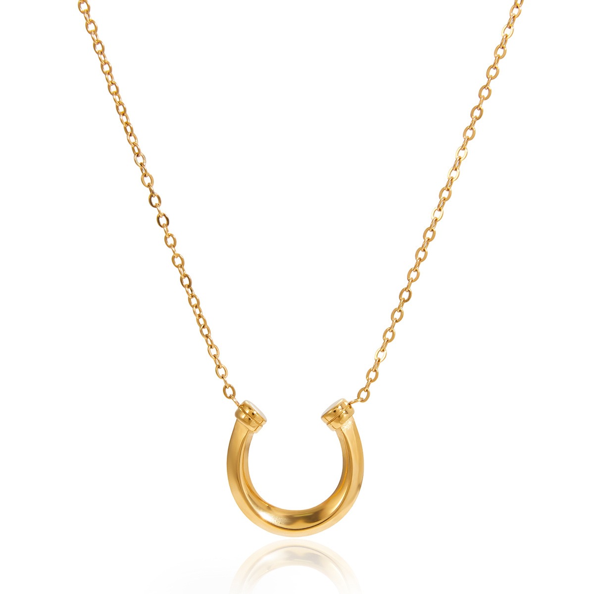 Azure Elegance: Dual Gold Chain Pendant Necklace