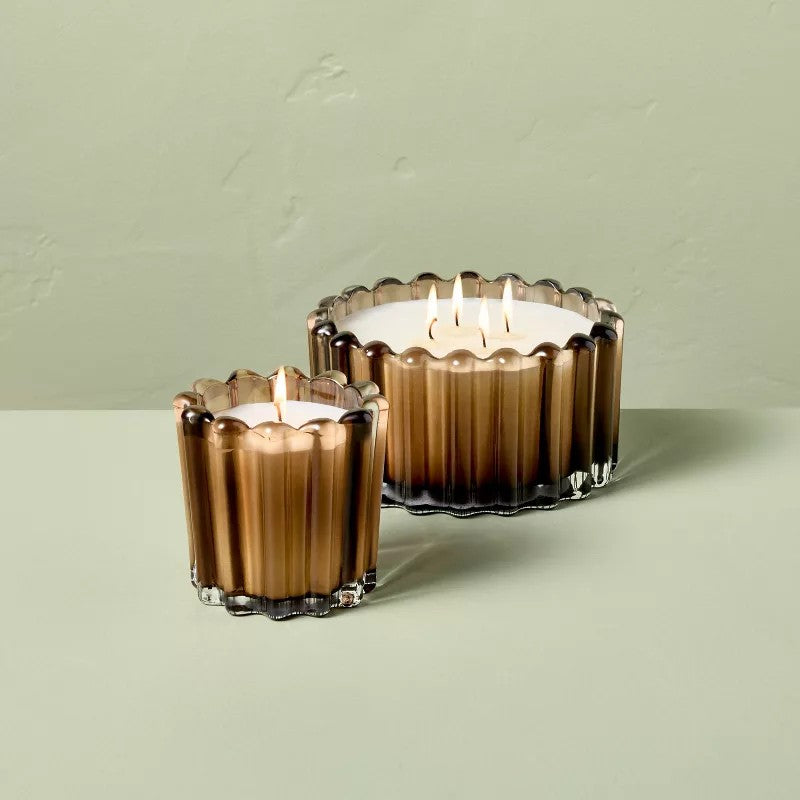 Autumn Spice Ribbed Glass Candle