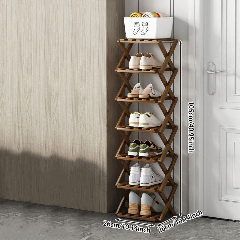 Wooden Collapsible Shoe Shelf