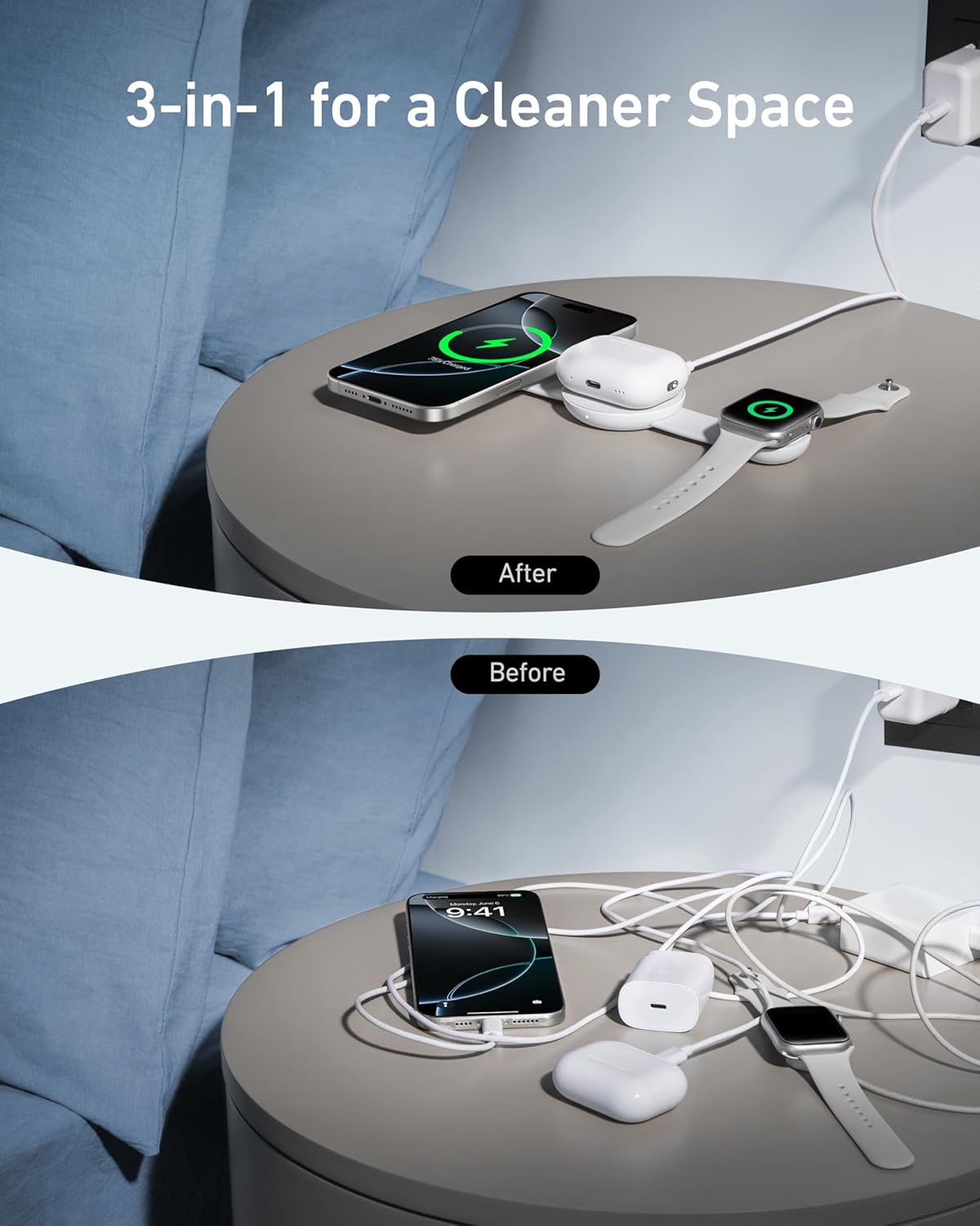 Foldable 3-in-1 Travel Charger