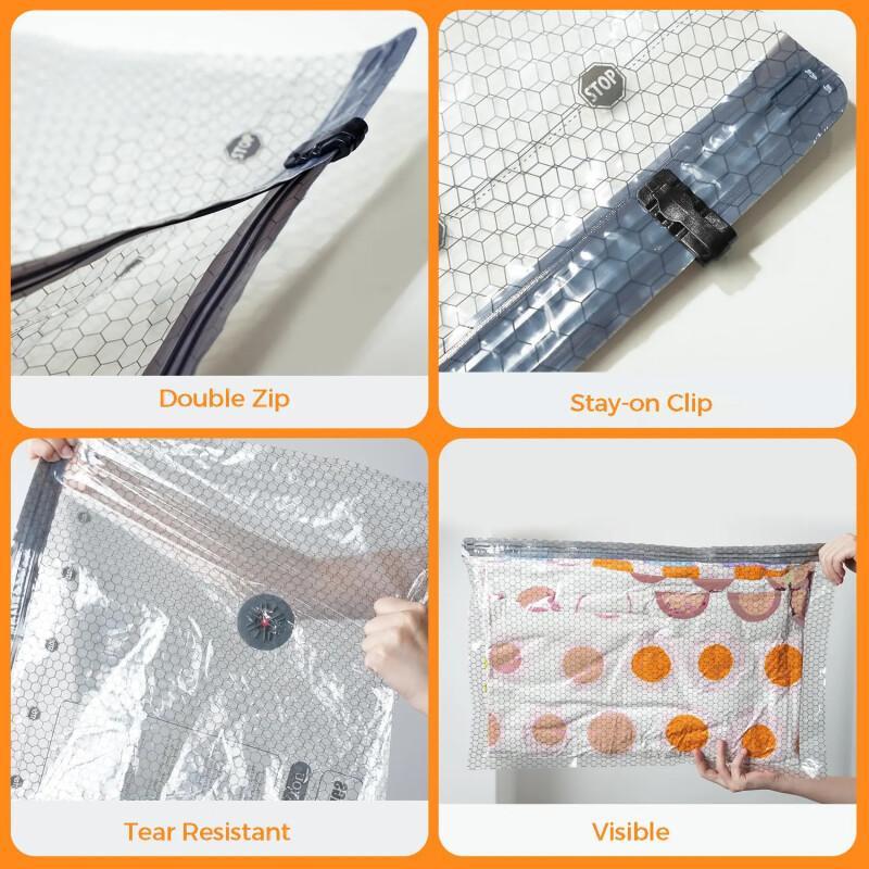 Travel Vacuum Bag Set – 15 Pack With Rechargeable Pump