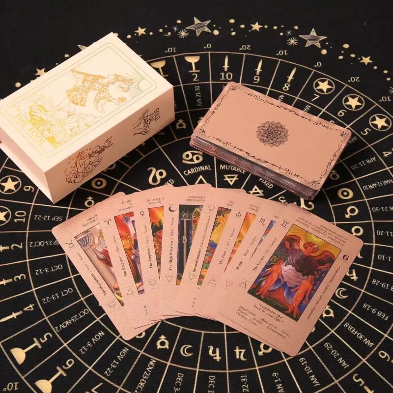 Rose Gold Tarot Deck – Waterproof Cards With Guide Book