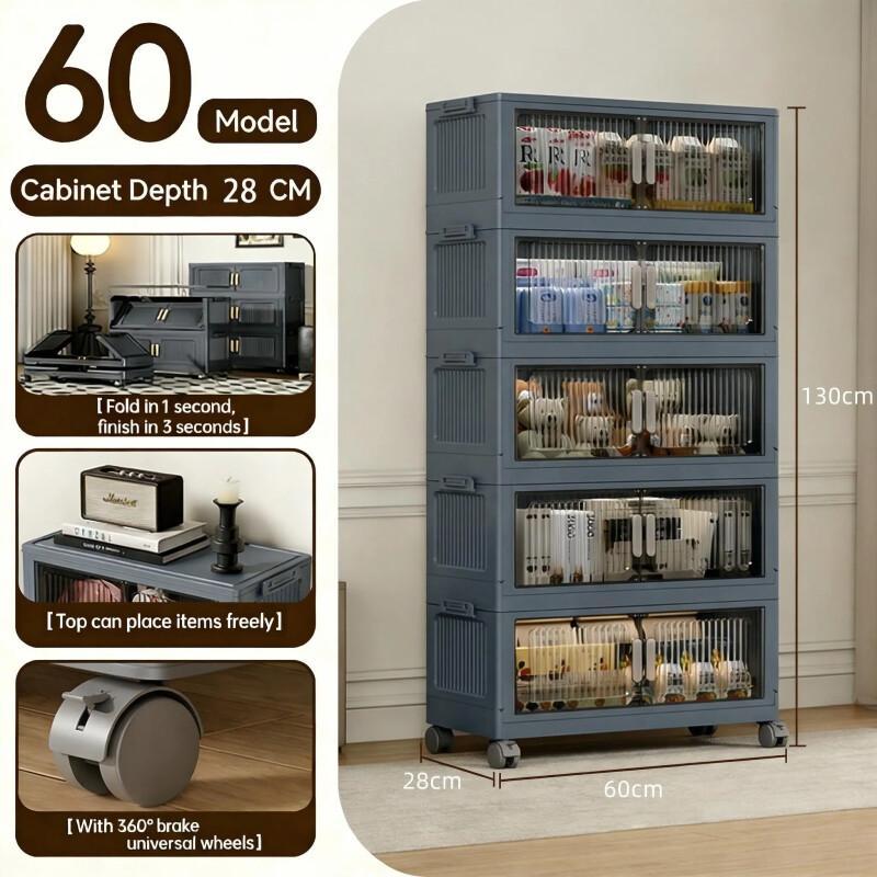 5-Tier Stackable Storage Bins – Collapsible Organizer With Wheels