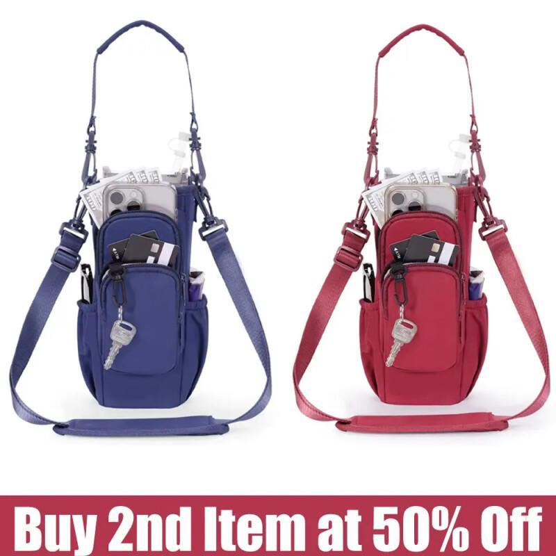 Insulated Water Bottle Carrier – Crossbody Holder With Pocket & Strap