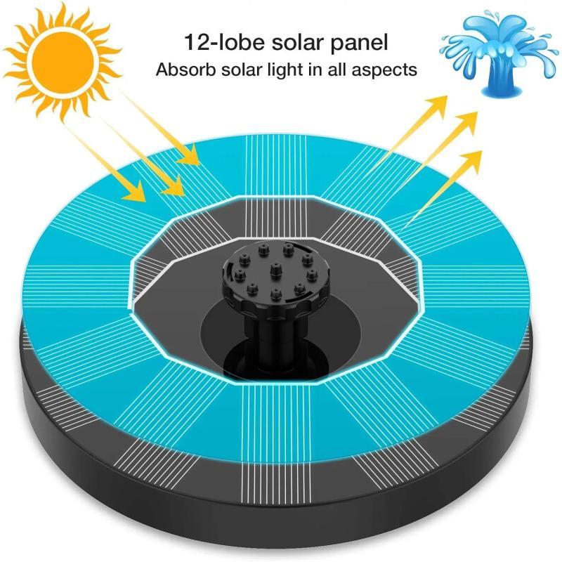 Solar Bird Bath Fountain – Floating Water Pump With 6 Nozzles For Garden & Pond
