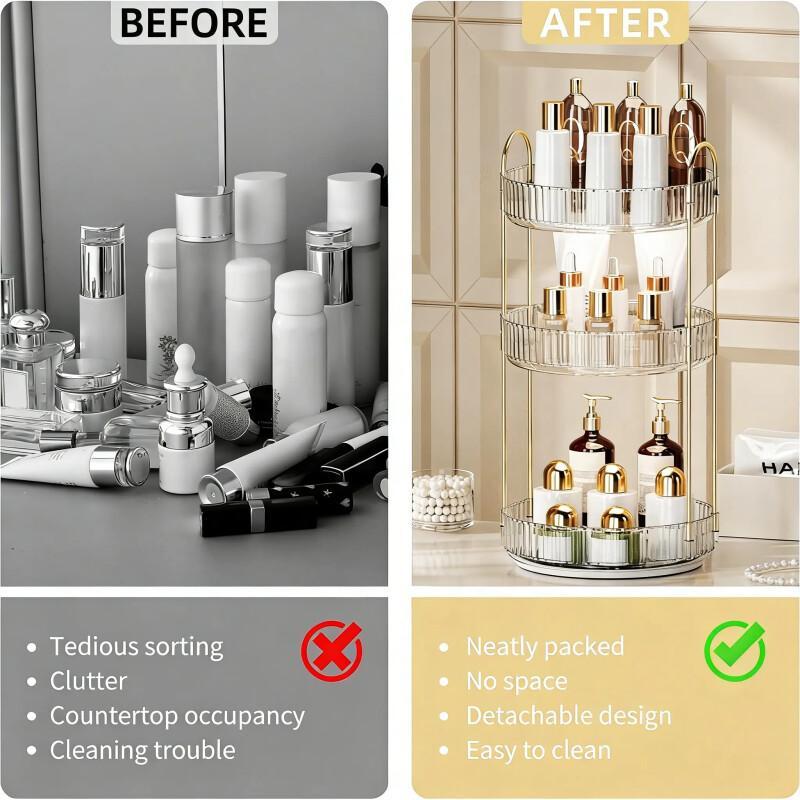 Rotating Makeup Organizer – Large Capacity Acrylic Storage