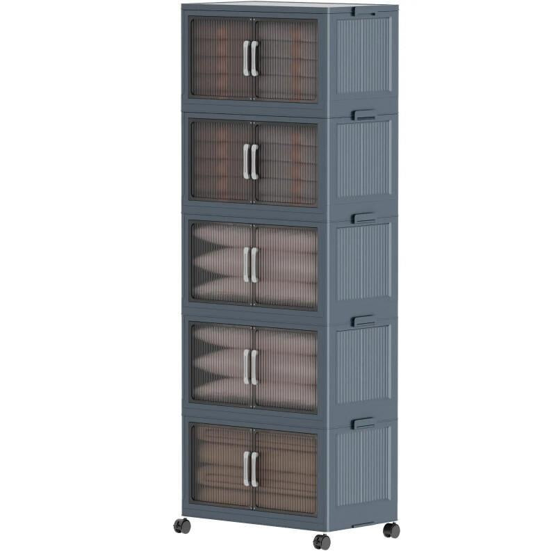 5-Tier Stackable Storage Bins – Collapsible Organizer With Wheels