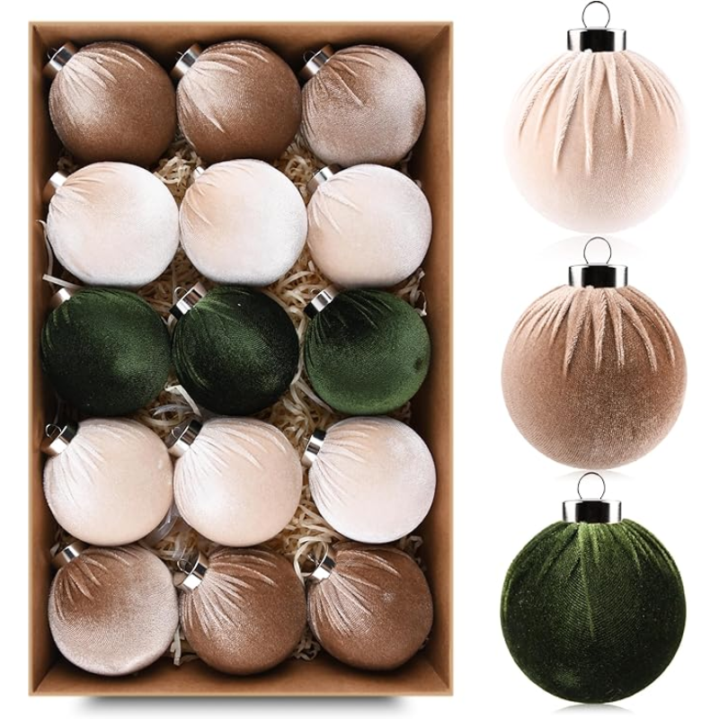 15-Piece Red Velvet Christmas Ball Ornament Set