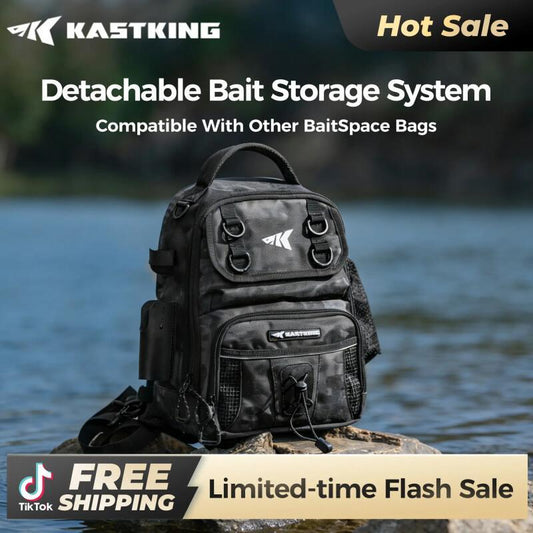 BaitSpace Fishing Sling Bag – Water-Resistant Tackle Storage Backpack With Rod Holder