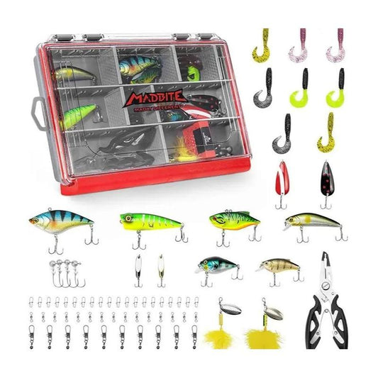MadBite Fishing Kit – Complete Tackle Set With Hooks, Sinkers & Bobbers