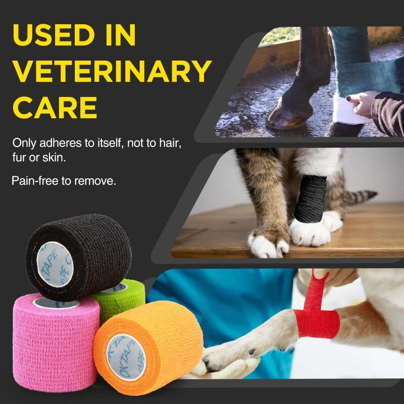 OK TAPE Self Adherent Bandage Wrap 12-Pack – 2" X 5 Yards Non-Woven Vet & Sports Wrap