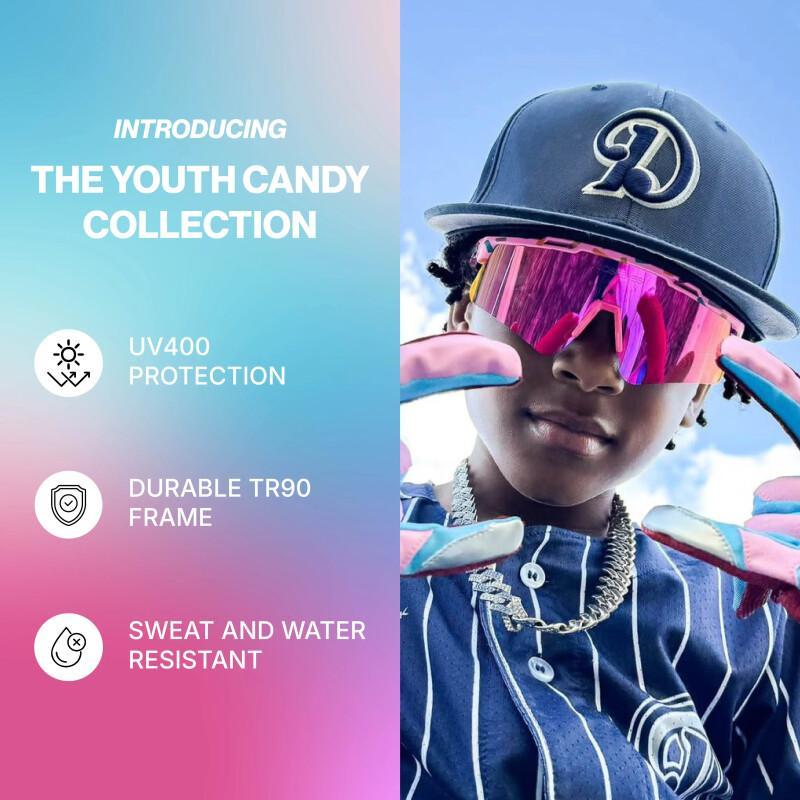 Kids Candy Collection TR90 Sports Sunglasses – Lightweight UV400 Protection For Active Kids & Teens