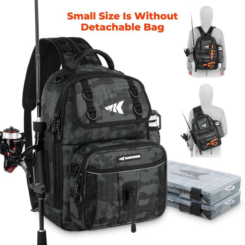 BaitSpace Fishing Sling Bag – Water-Resistant Tackle Storage Backpack With Rod Holder