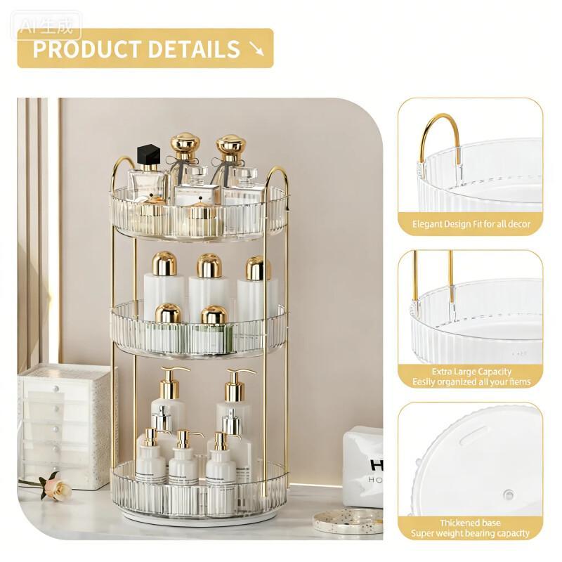 Rotating Makeup Organizer – Large Capacity Acrylic Storage