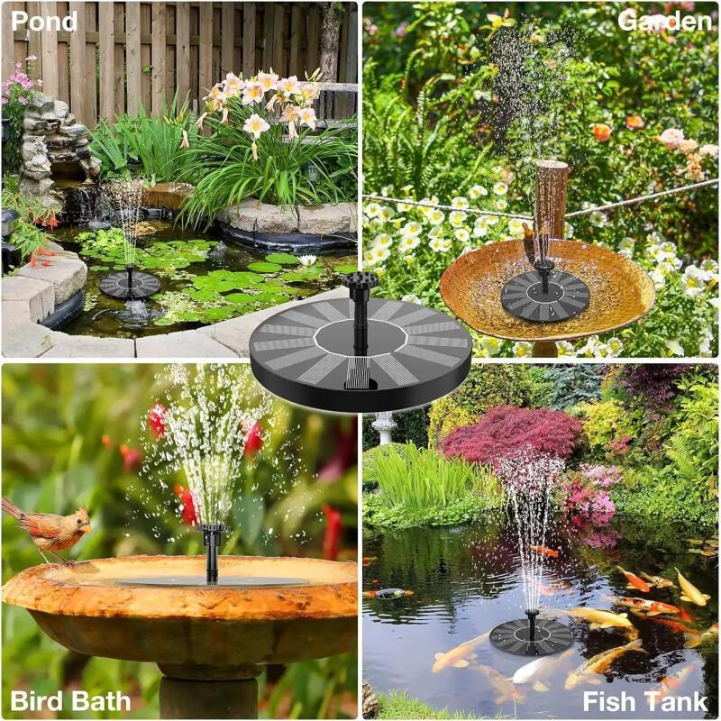 Solar Bird Bath Fountain – Floating Water Pump With 6 Nozzles For Garden & Pond