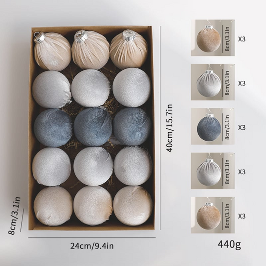 15-Piece Red Velvet Christmas Ball Ornament Set