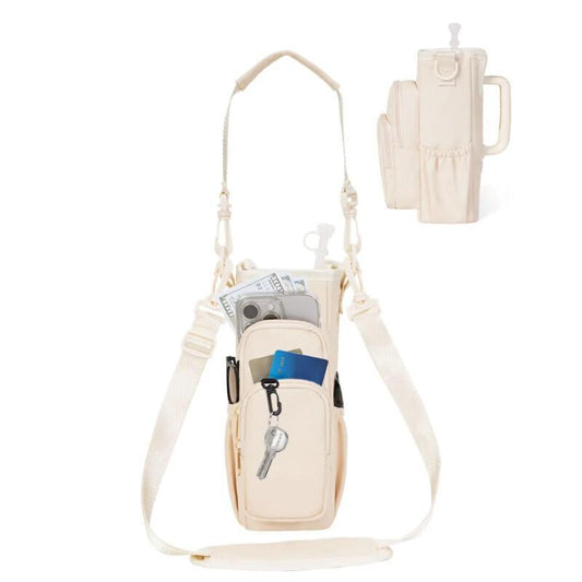 Insulated Water Bottle Carrier – Crossbody Holder With Pocket & Strap