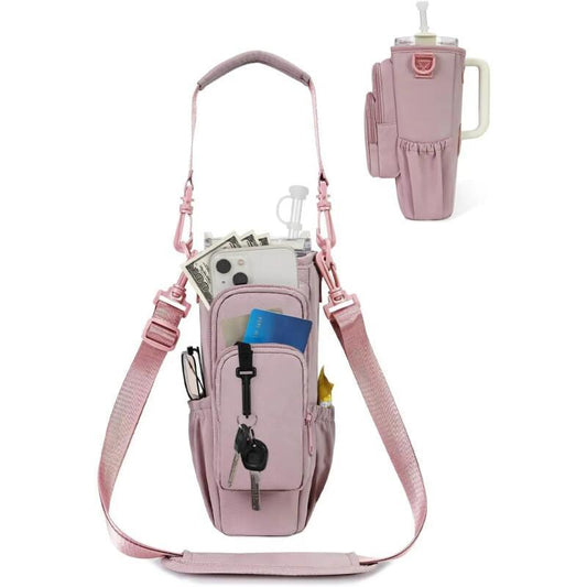 Insulated Water Bottle Carrier – Crossbody Holder With Pocket & Strap