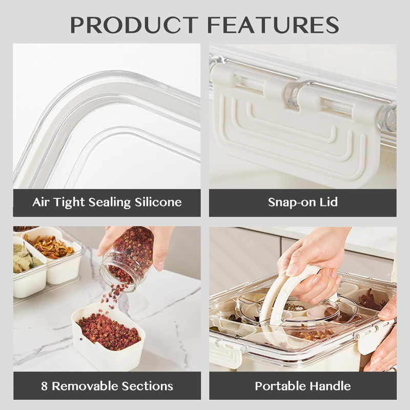 Snackle Box: 8-Compartment Portable Snack Container With Lid