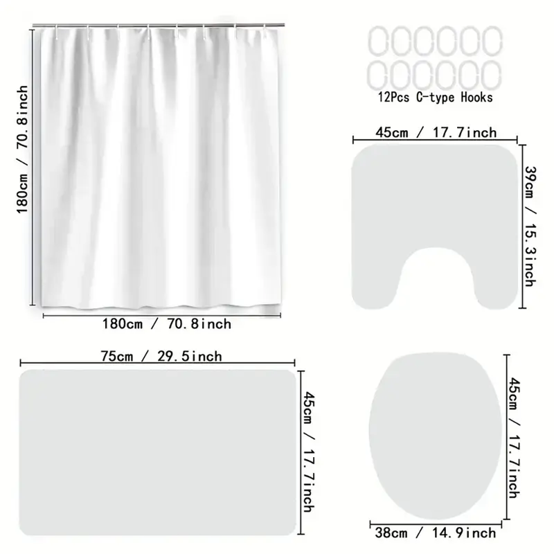 4-Piece Christmas Shower Curtain Set