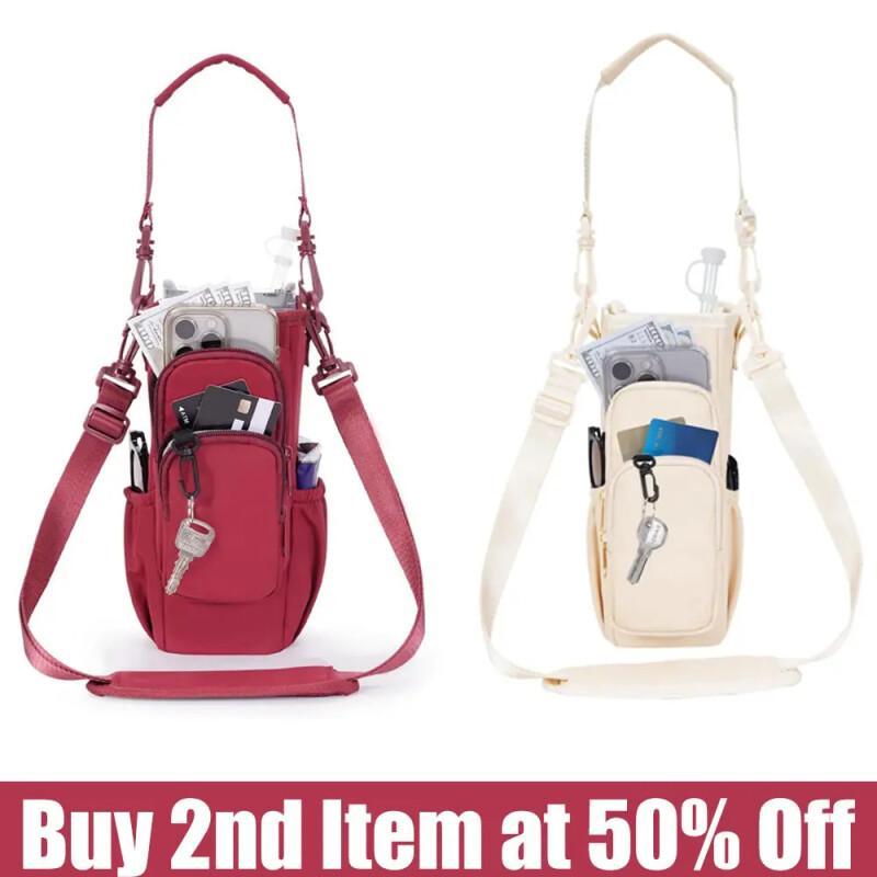 Insulated Water Bottle Carrier – Crossbody Holder With Pocket & Strap