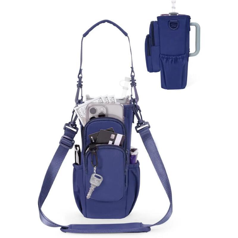 Insulated Water Bottle Carrier – Crossbody Holder With Pocket & Strap