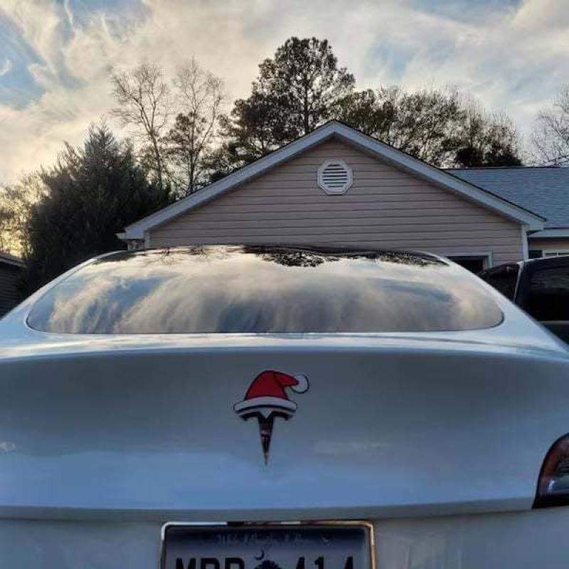 Santa Hat Overlay For Tesla Emblem, Reusable!