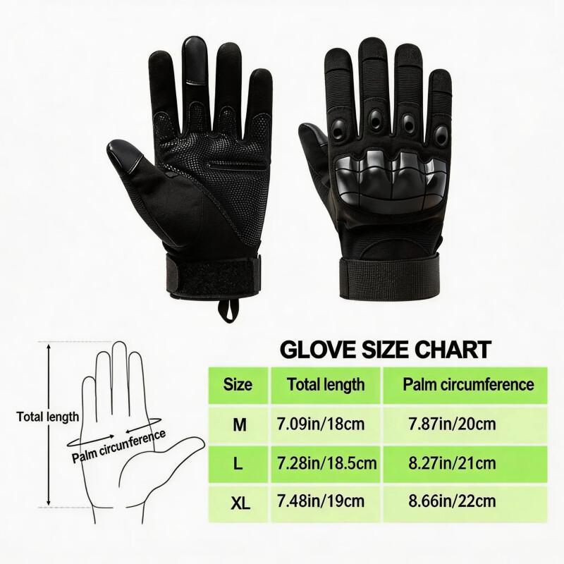 Tactical Full-Finger Gloves – Soft Knuckle, Touchscreen, Non-Slip, Breathable