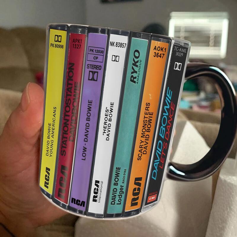 David Albums Cassette Collection Mug - Retro Music Gift