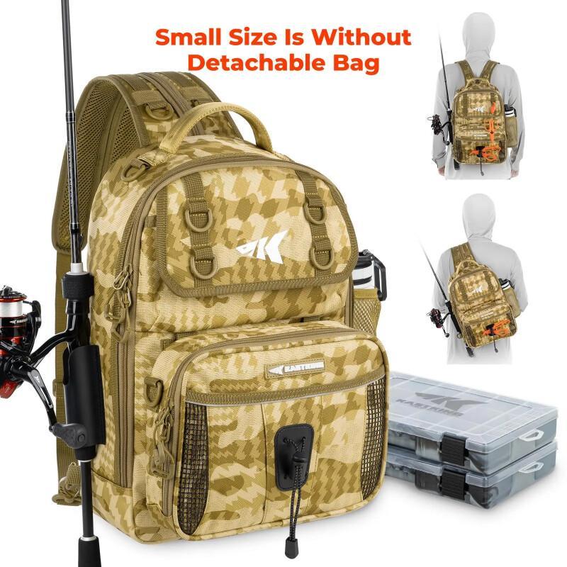BaitSpace Fishing Sling Bag – Water-Resistant Tackle Storage Backpack With Rod Holder
