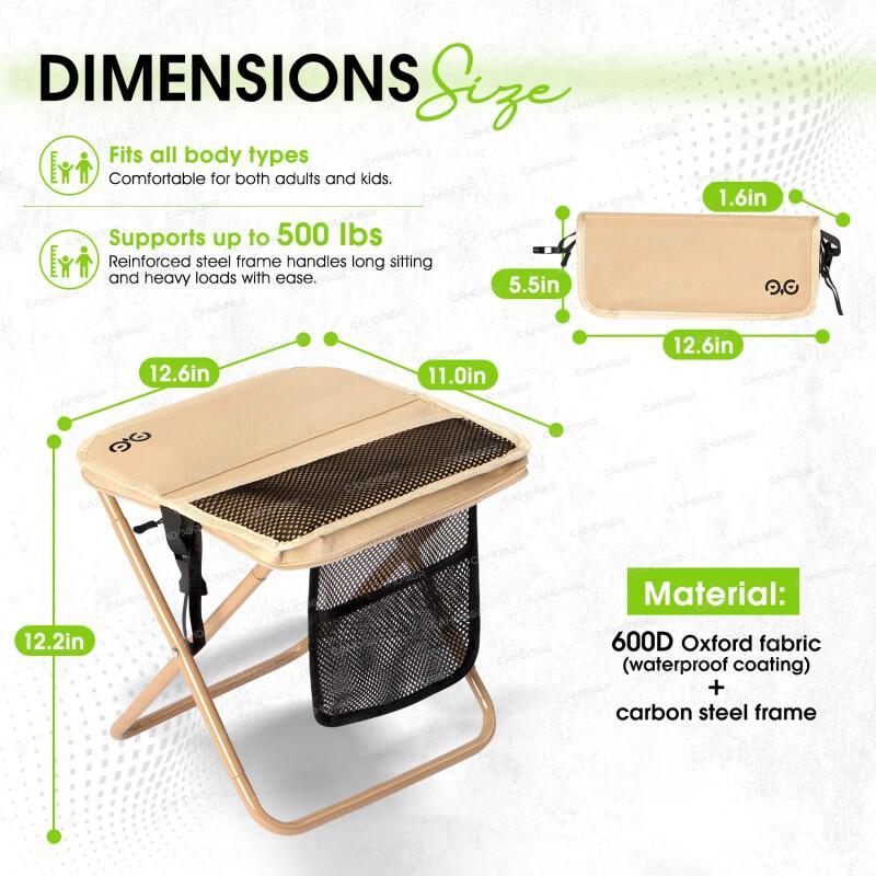 Portable Folding Camping Chair – Ultra Light With Strap & Side Pockets