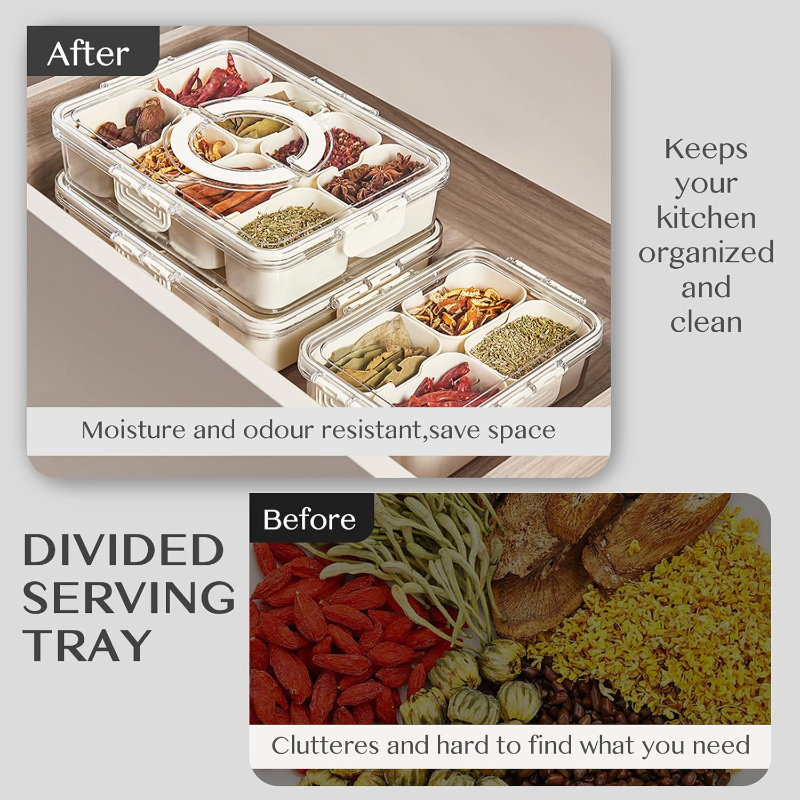 Snackle Box: 8-Compartment Portable Snack Container With Lid