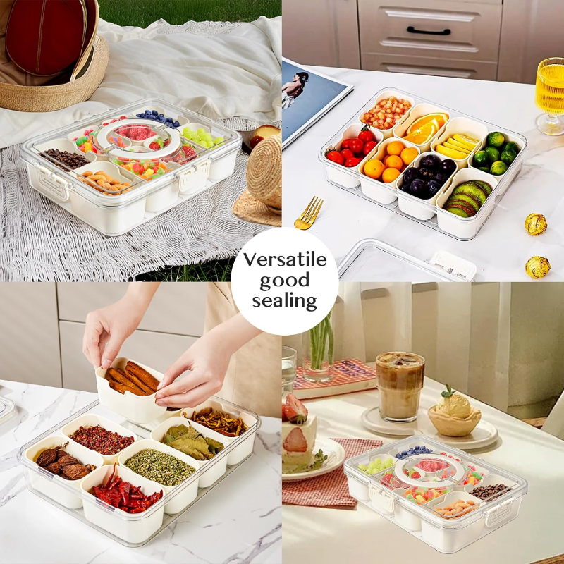 Snackle Box: 8-Compartment Portable Snack Container With Lid