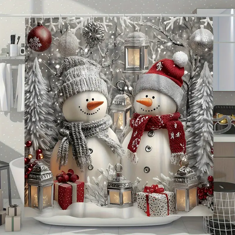 4-Piece Christmas Shower Curtain Set