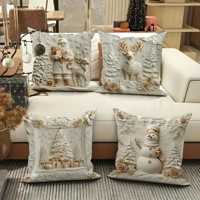 4-Pack Christmas Pillow Cover Set