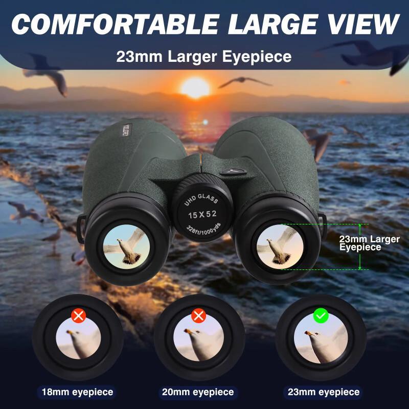 15x52 Binoculars – High Magnification, BAK4 Prism, Large Eyepieces For Bird Watching & Hiking