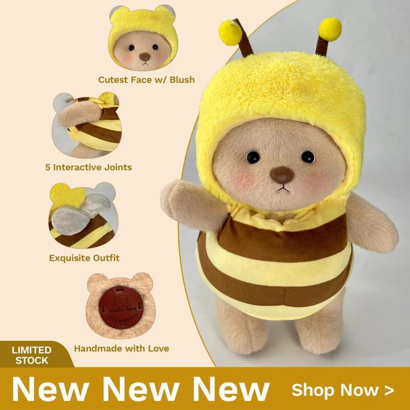 Handmade Jointed Teddy Bear – 12” Poseable Plush