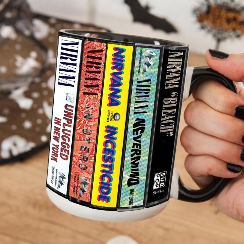 Nirvana Albums Cassette Collection Mug - Retro Music Gift