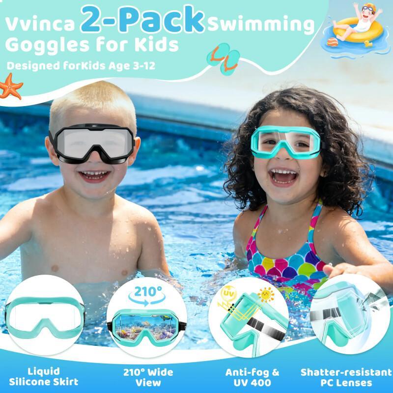 Kids Swim Goggles 2-Pack – Anti-Fog UV Protection (Ages 3–12)