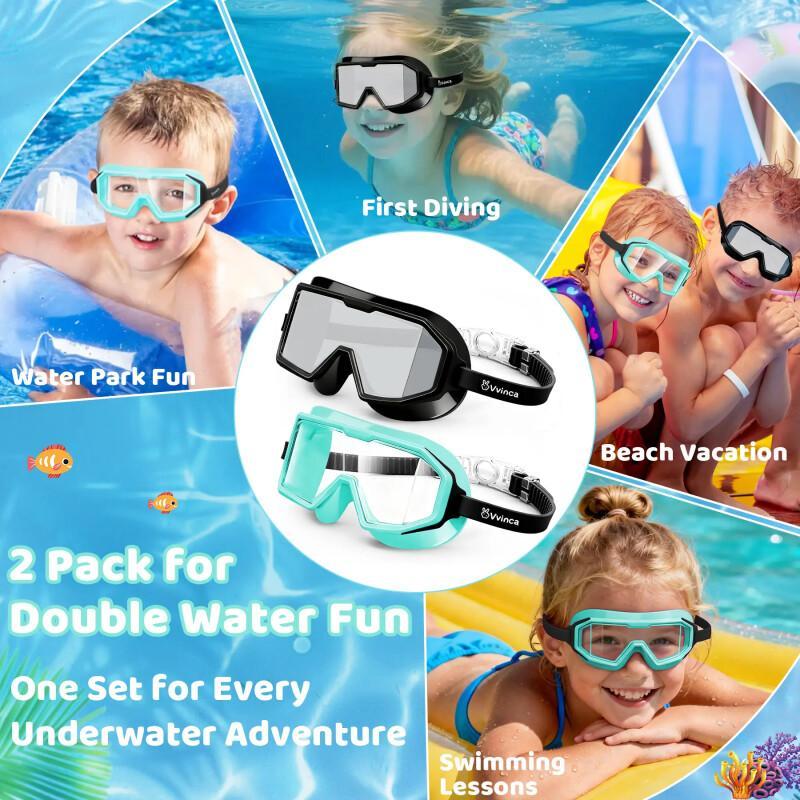 Kids Swim Goggles 2-Pack – Anti-Fog UV Protection (Ages 3–12)