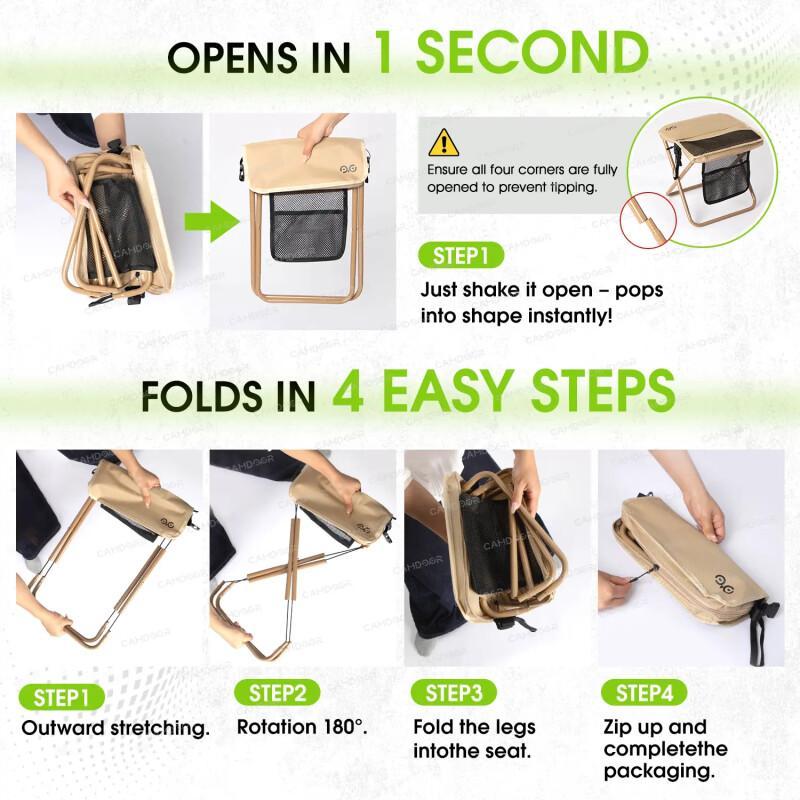 Portable Folding Camping Chair – Ultra Light With Strap & Side Pockets