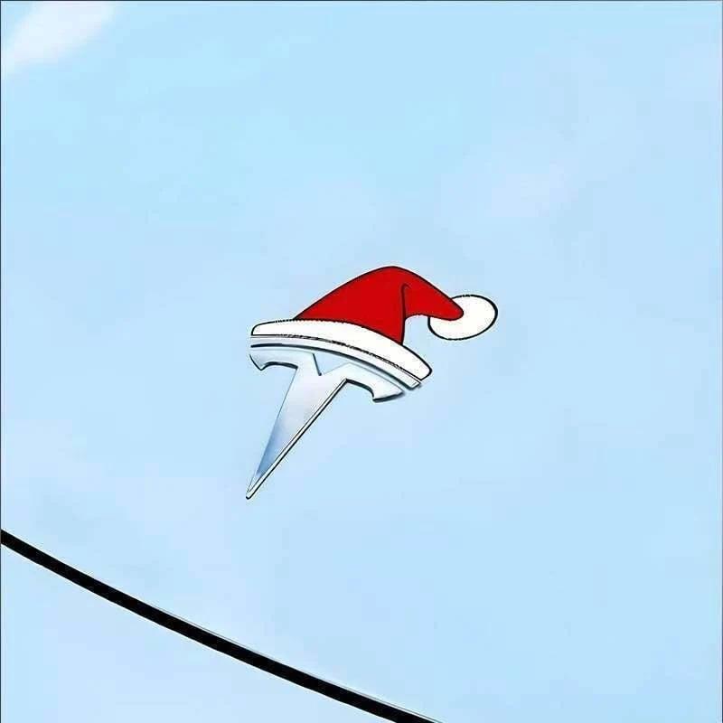 Santa Hat Overlay For Tesla Emblem, Reusable!