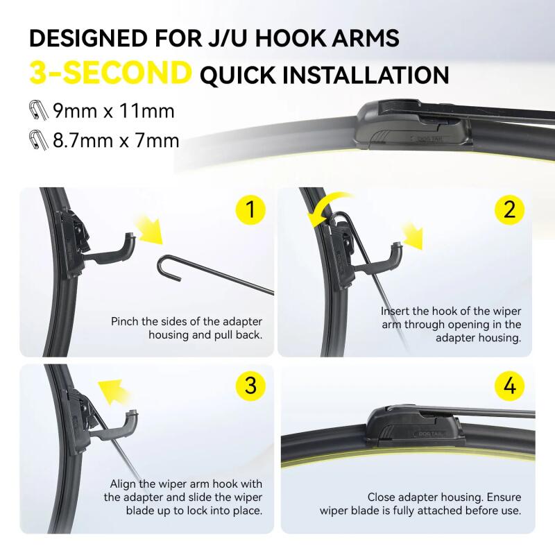 Wiper Blade For Toyota Honda Nissan Hyundai– Premium U-Hook Compatible, Durable & Easy Installation, Fits Multiple Toyota Models Up Car