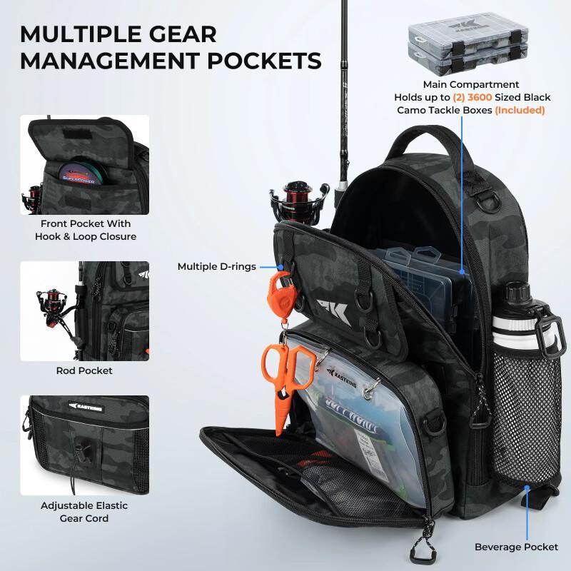 BaitSpace Fishing Sling Bag – Water-Resistant Tackle Storage Backpack With Rod Holder