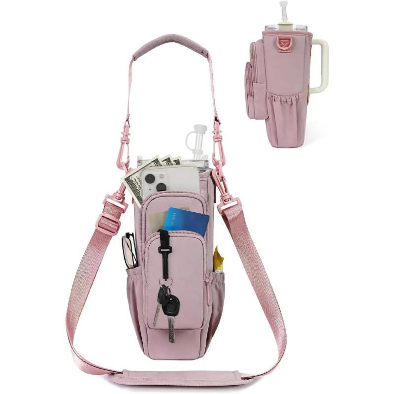 Insulated Water Bottle Carrier – Crossbody Holder With Pocket & Strap